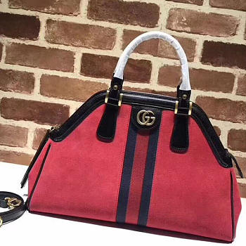 GUCCI RE(BELLE) SUEDE MEDIUM TOP HANDLE BAG ‎516459 RED 39cm