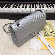 Chanel Chevron Quilted Silver Calfskin Leather 25cm - 6