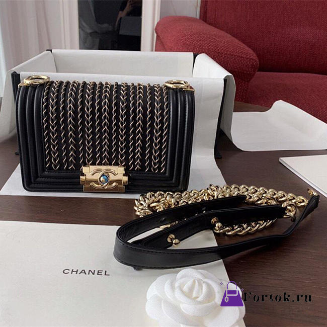 Chanel Leboy Chain bag Braided vertical Black - 1