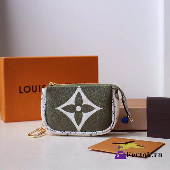 LOUIS VUITTON Small Printed Wallet Green 12cm  - 1