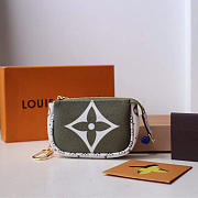 LOUIS VUITTON Small Printed Wallet Green 12cm  - 1