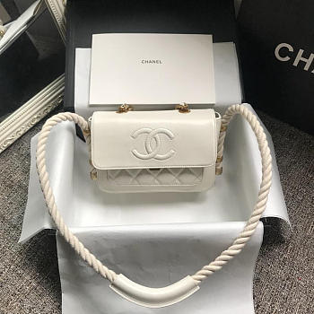 Chanel Flap Bag Postman's Bag White 22cm