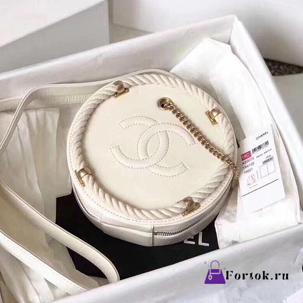 Chanel Cruise Ship Small Round Bag White/ Black - 1