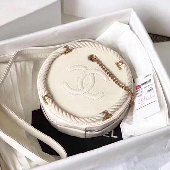 Chanel Cruise Ship Small Round Bag White/ Black