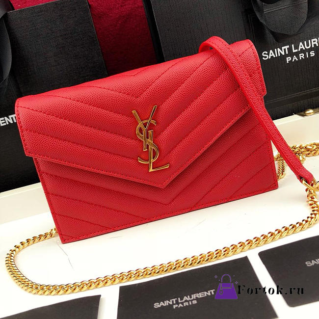 YSL Small ENVELOPE Bag Caviar Skin Red 19cm - 1