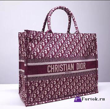 DIOR Large BOOK TOTE Burgundy Oblique Embroidery M1286 41.5cm - 1