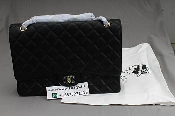 CHANEL Caviar Leather Flap Bag With Gold / Silver Hardware Black 33cm 