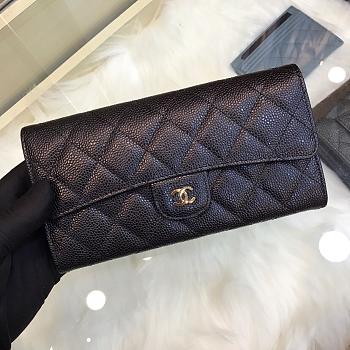 Chanel classic long lychee wallet black 10.5cm