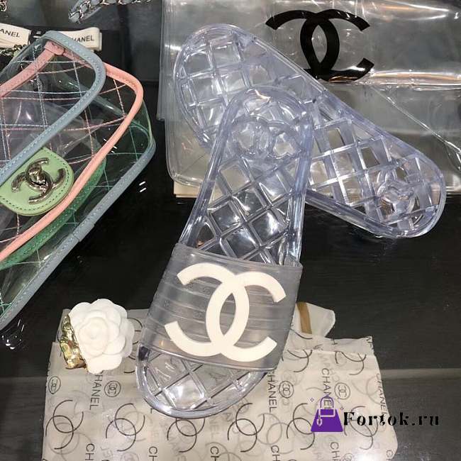 Chanel White Slippers - 1