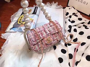 Chanel 2019ss Woolen Pearl Bag Pink