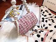 Chanel 2019ss Woolen Pearl Bag Pink - 3