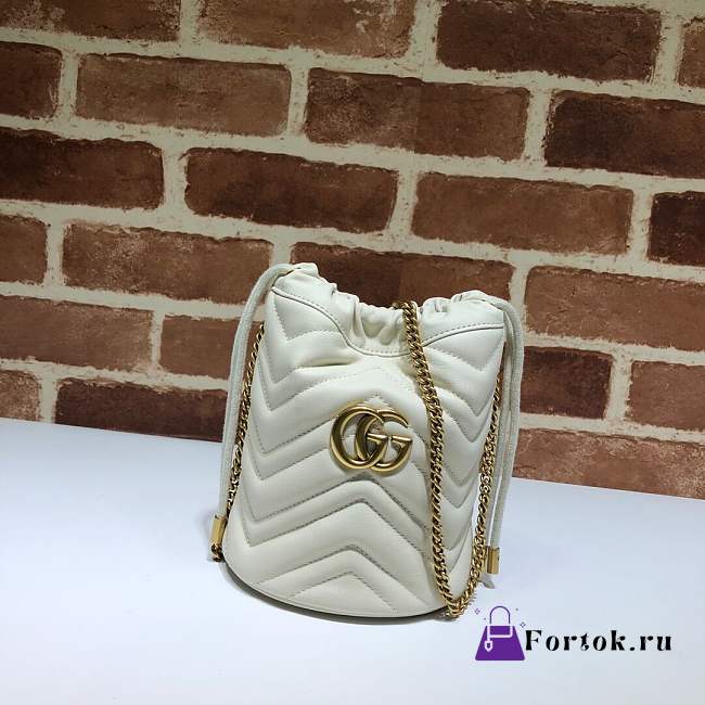 GUCCI White GG Marmont Gold Vuckle Leather - 1