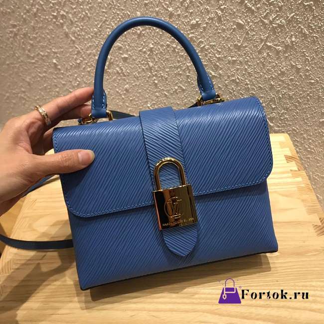 LOUIS VUITTON Handbag Locky Postman Package Blue 20.5cm - 1