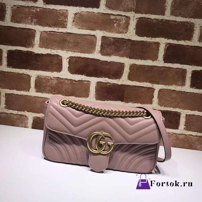 Gucci GG Marmont Matelassé Shoulder Bag Dusty Pink 443497 26cm - 1