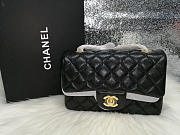 Chanel caviar Lambskin Leather Flap Bag black gold  17cm - 1