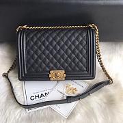 Chanel Medium Quilted Caviar Boy Bag Black Gold 28CM - 1