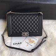 Chanel Medium Quilted Caviar Boy Bag Black Silver 28cm - 1