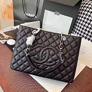Chanel Shopping Bag Black Silver Hardware 33cm - 6