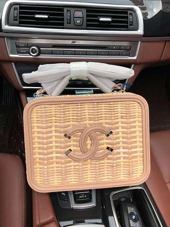 CHANEL Cosmetic Bag Rattan Bag Apricot color