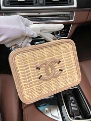 CHANEL Cosmetic Bag Rattan Bag Apricot color - 6