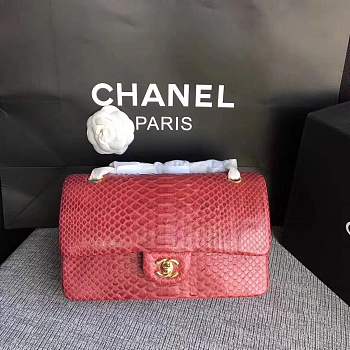 Chanel Snakeskin Tote Bag Red 25cm