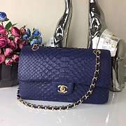 Chanel Snakeskin Tote Bag Navy Blue 25cm - 1