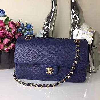 Chanel Snakeskin Tote Bag Navy Blue 25cm