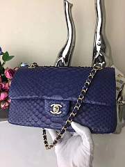 Chanel Snakeskin Tote Bag Navy Blue 25cm - 5