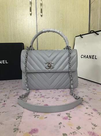 Chanel New Bright Handbag Gray Silver Hardware 25cm 