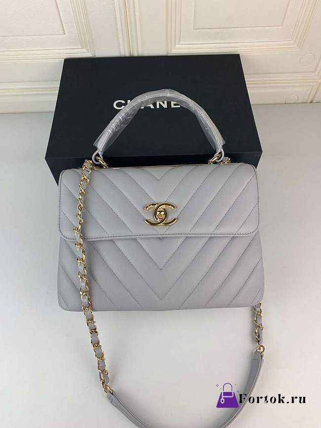 Chanel New Bright Handbag Gray Gold Hardware 25cm - 1