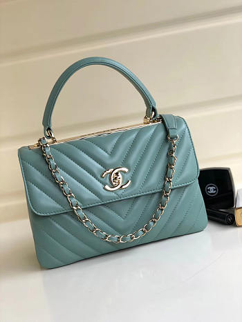 Chanel New Bright Handbag Blue Gold/Silver Hardware 25cm