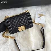 Chanel Small Quilted Caviar Boy Bag Black Gold 20cm - 1