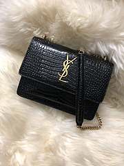 YSL Monogram KATE in Embossed Crocodile Shiny Black 22cm - 1