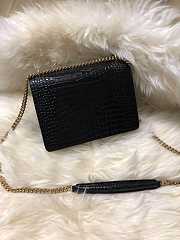YSL Monogram KATE in Embossed Crocodile Shiny Black 22cm - 4