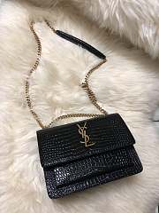 YSL Monogram KATE in Embossed Crocodile Shiny Black 22cm - 3