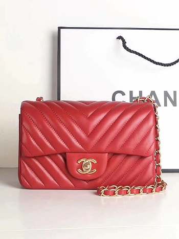 Chanel Classic Handbag Red 20cm