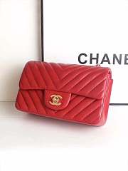 Chanel Classic Handbag Red 20cm - 3