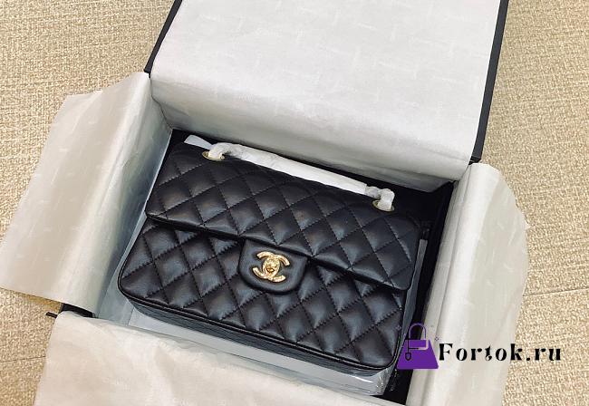 Chanel Lambskin Leather Flap Bag black gold 23CM - 1