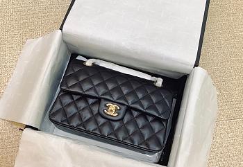 Chanel Lambskin Leather Flap Bag black gold 23CM