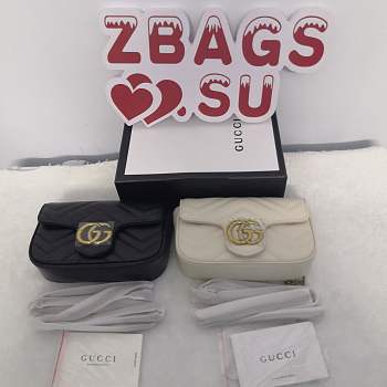Gucci GG Marmont Matelassé Mini Bag White/Black 16.5cm