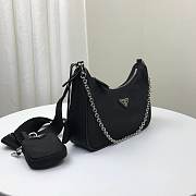 PRADA Nylon Hobo Crossbody Black 01 1BH20 22cm - 6