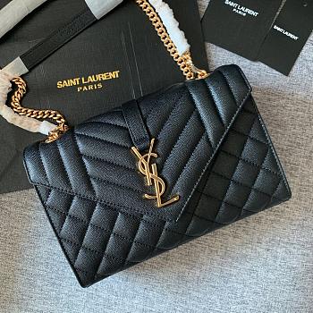 YSL ENVELOPE Medium Caviar Bag Black/White 24cm