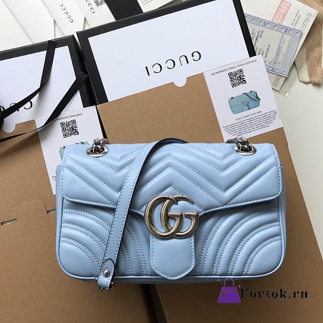 GG Marmont Small shoulder bag Blue 25cm - 1