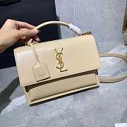 YSL SUNSET Monogram Medium Crocodile Embossed Shiny White 25cm - 2