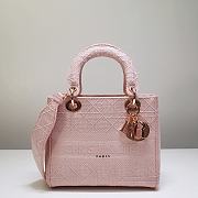 DIOR Medium LADY D'LITE BAG Bois De Rose Cannage Embroidery M0565OREY - 1