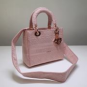 DIOR Medium LADY D'LITE BAG Bois De Rose Cannage Embroidery M0565OREY - 4
