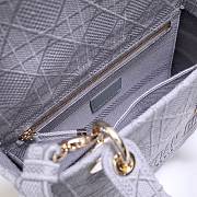 DIOR Medium LADY D'LITE BAG Rock Gray Cannage Embroidery M0565OREY  - 6