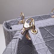 DIOR Medium LADY D'LITE BAG Rock Gray Cannage Embroidery M0565OREY  - 5