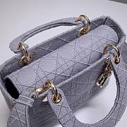 DIOR Medium LADY D'LITE BAG Rock Gray Cannage Embroidery M0565OREY  - 2