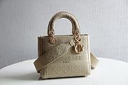 DIOR Medium LADY D'LITE BAG Beige Cannage Embroidery M0565OREY  - 1